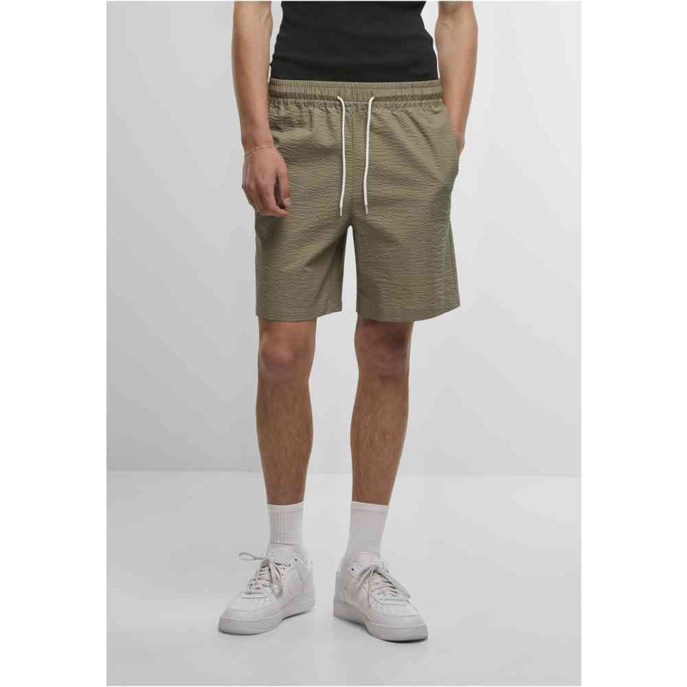 Urban Classics - Basic Seersucker Shorts - Olive green
